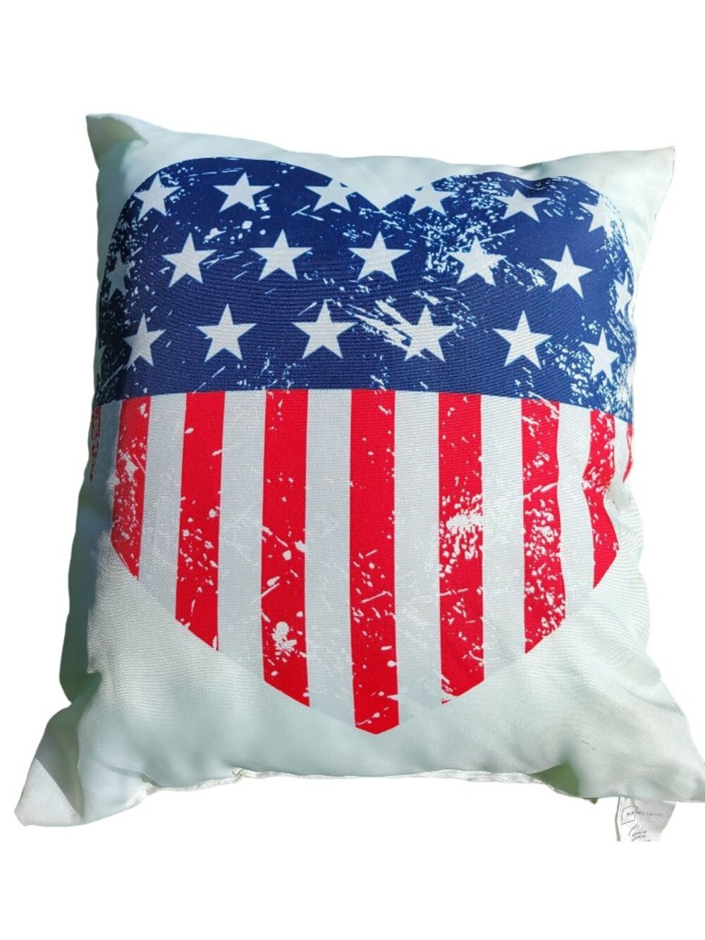 American Flag Heart Throw Pillow 100% Polyester Mainstays 15x15 Inches